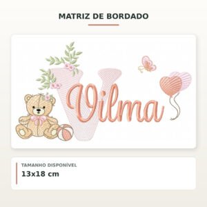 Matriz de Bordado Ursinha com Balões Vilma