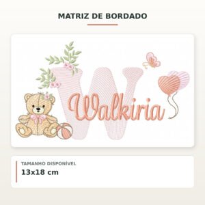 Matriz de Bordado Ursinha com Balões Walkiria