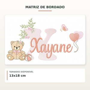Matriz de Bordado Ursinha com Balões Xayane