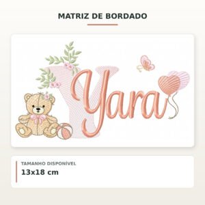 Matriz de Bordado Ursinha com Balões Yara