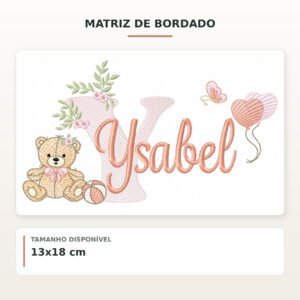 Matriz de Bordado Ursinha com Balões Ysabel