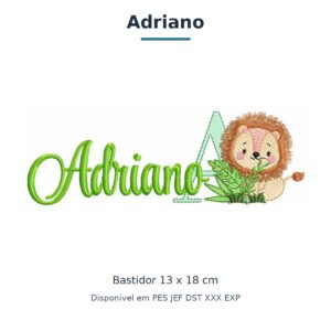 Matriz de Bordado Nome Adriano Leão Safari 13x18