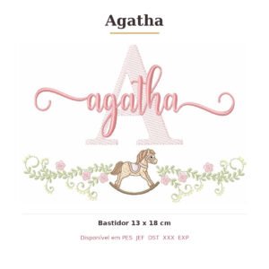Matriz de Bordado Nome Agatha Cavalinhos 13x18