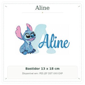 Matriz de Bordado Nome Aline Stitch Sobreposto 13x18