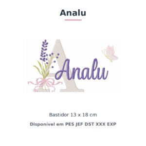Matriz de Bordado Nome Analu Lavanda 13x18