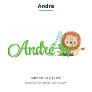 Matriz de Bordado Nome André Leão Safari 13x18