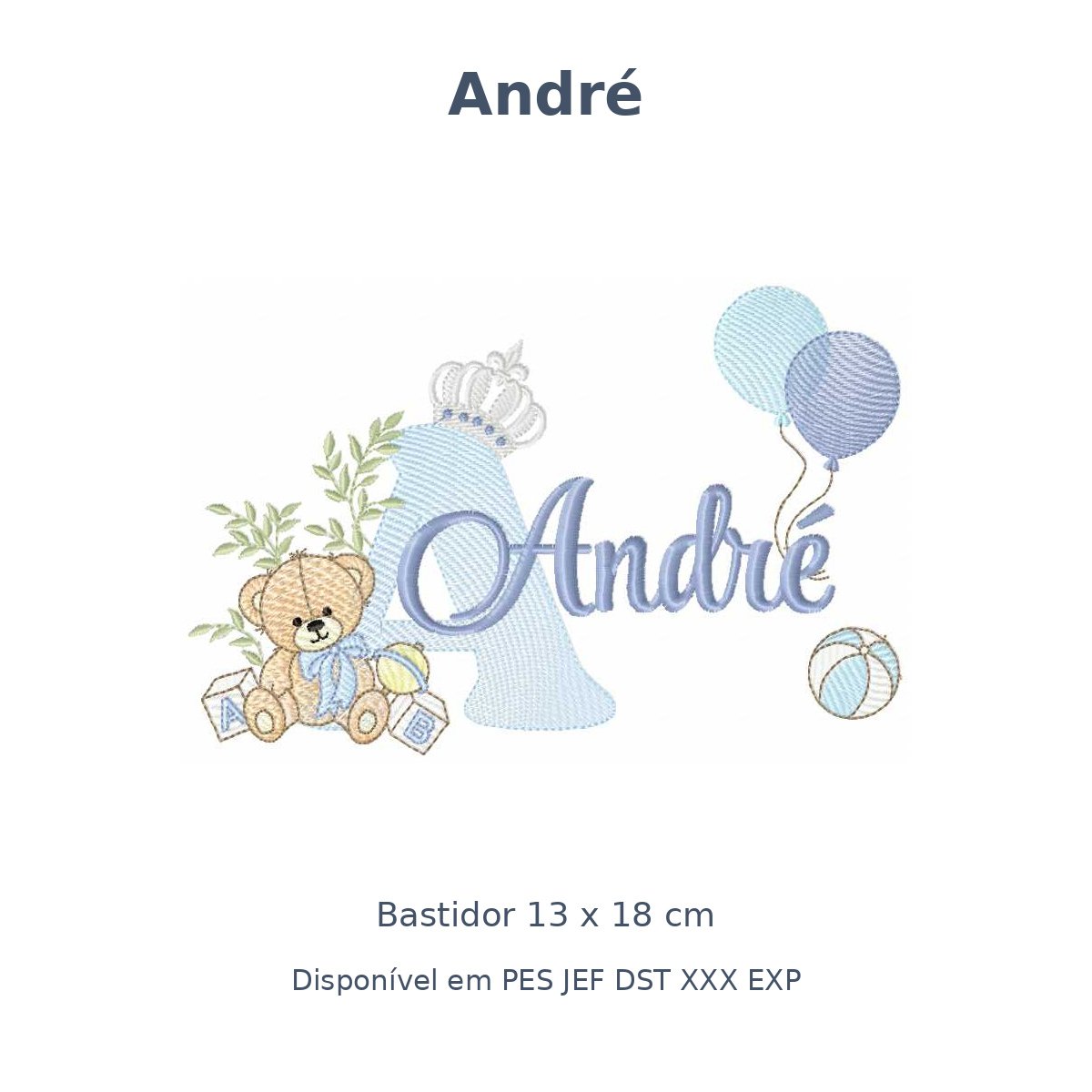 Matriz Nome André Ursinho Com Balão e Coroa