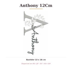 Matriz de Bordado Nome Anthony 12Cm Ramos