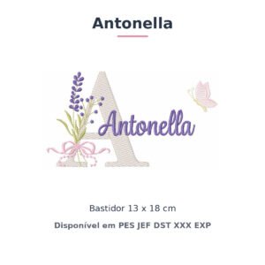Matriz de Bordado Nome Antonella Lavanda 13x18