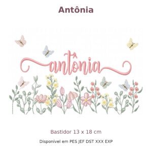 Matriz de Bordado Nome Antônia Jardim 13x18