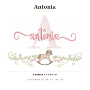 Matriz de Bordado Nome Antonia Cavalinhos 13x18