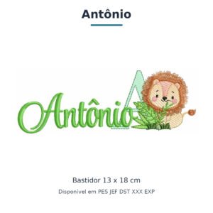 Matriz de Bordado Nome Antônio Leão Safari 13x18
