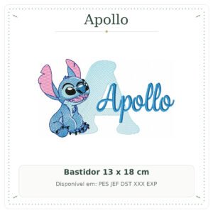 Matriz de Bordado Nome Apollo Stitch Sobreposto 13x18