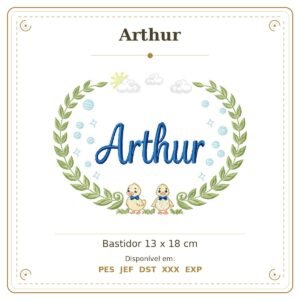 Matriz de Bordado Nome Arthur Patinhos Meninos 13x18