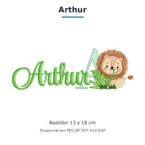 Matriz de Bordado Nome Arthur Leão Safari 13x18