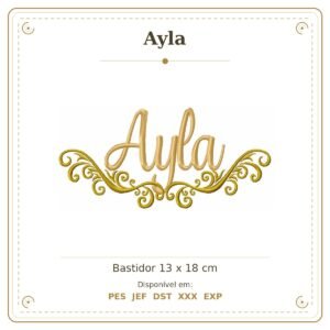 Matriz de Bordado Nome Ayla Arabesco 13x18