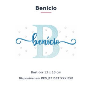 Matriz de Bordado Nome Benicio Poá e Bolinhas 13x18