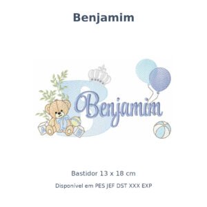 Matriz Nome Benjamim Ursinho Com Balão e Coroa