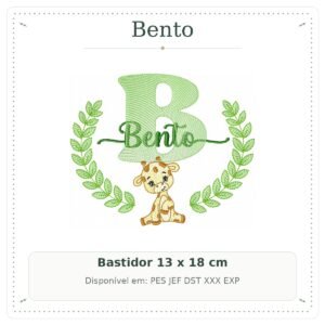 Matriz de Bordado Nome Bento com Girafinha Safari 13x18