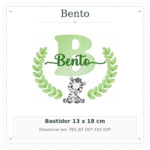 Matriz de Bordado Nome Bento com Zebra Safari 13x18