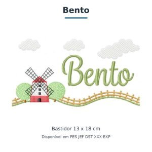 Matriz de Bordado Nome Bento Fazendinha 13x18
