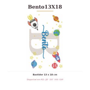 Matriz de Bordado Nome Bento Astronauta 13x18