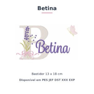 Matriz de Bordado Nome Betina Lavanda 13x18