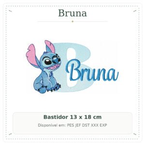 Matriz de Bordado Nome Bruna Stitch Sobreposto 13x18