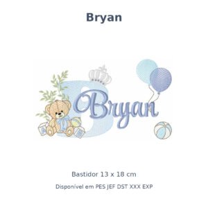 Matriz Nome Bryan Ursinho Com Balão e Coroa