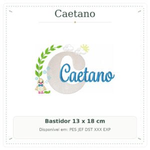 Matriz de Bordado Nome Caetano Patinho Baby 13x18