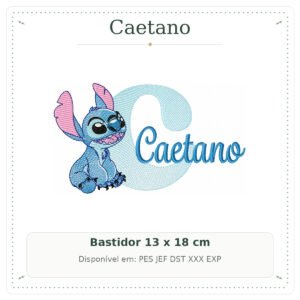 Matriz de Bordado Nome Caetano Stitch Sobreposto 13x18