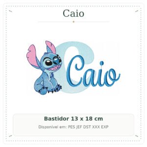 Matriz de Bordado Nome Caio Stitch Sobreposto 13x18
