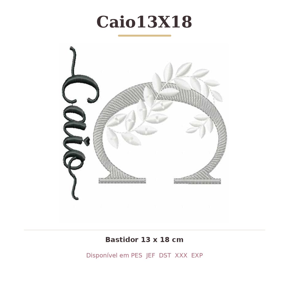 Matriz de Bordado Nome Caio13X18 Ramos