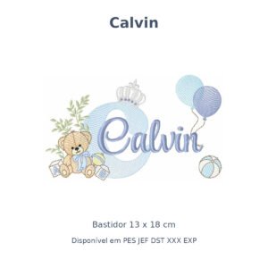 Matriz Nome Calvin Ursinho Com Balão e Coroa