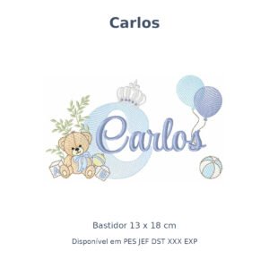 Matriz Nome Carlos Ursinho Com Balão e Coroa