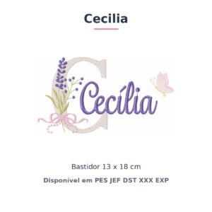 Matriz de Bordado Nome Cecilia Lavanda 13x18