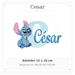 Matriz de Bordado Nome Cesar Stitch Sobreposto 13x18