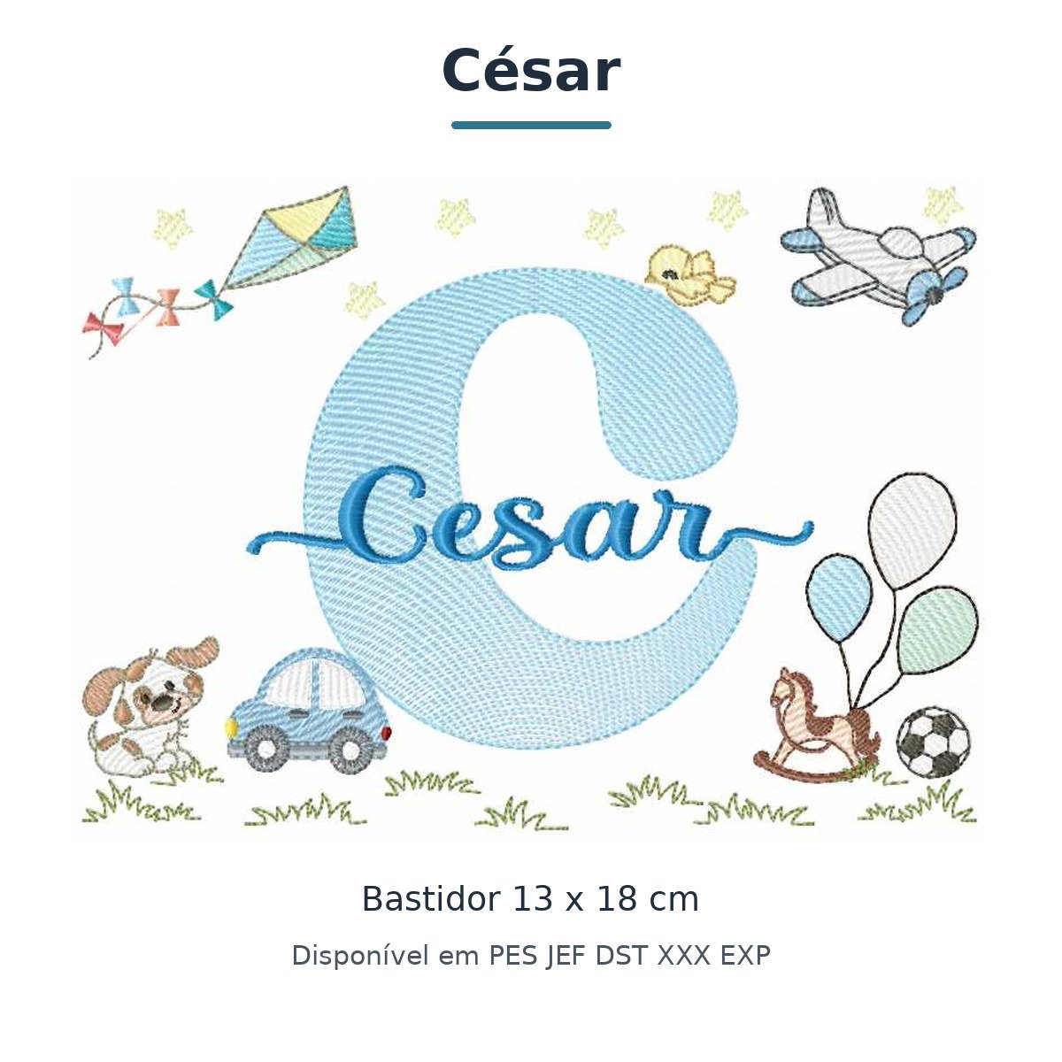 Matriz de Bordado Nome César Parque e Brinquedos 13x18