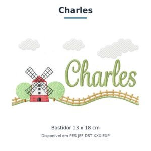 Matriz de Bordado Nome Charles Fazendinha 13x18