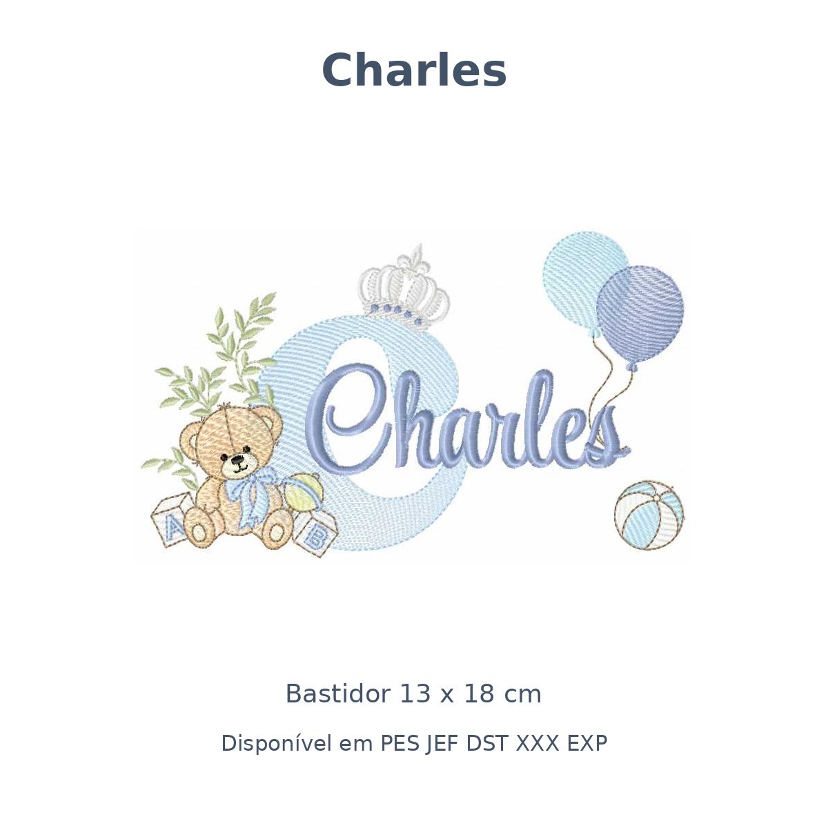 Matriz Nome Charles Ursinho Com Balão e Coroa