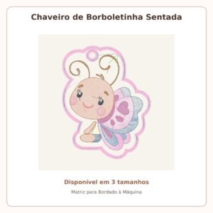 Chaveiro de Borboletinha Sentada — Matriz de Bordado