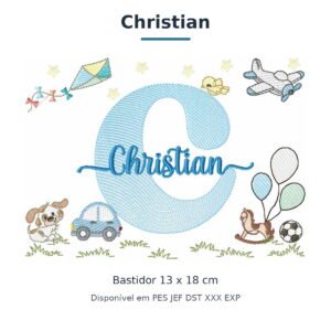 Matriz de Bordado Nome Christian Parque e Brinquedos 13x18