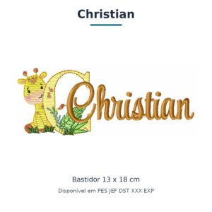 Matriz de Bordado Nome Christian Girafinha Safari 13x18