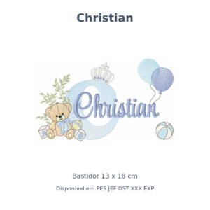 Matriz Nome Christian Ursinho Com Balão e Coroa