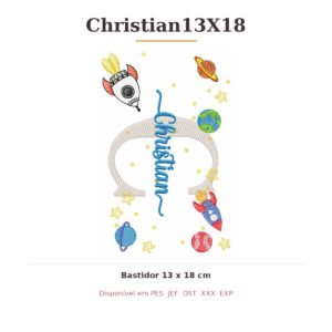 Matriz de Bordado Nome Christian Astronauta 13x18