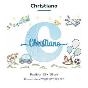 Matriz de Bordado Nome Christiano Parque e Brinquedos 13x18