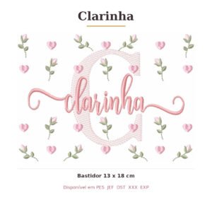 Matriz de Bordado Nome Clarinha Tulipas 13x18