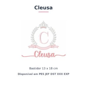 Matriz de Bordado Nome Cleusa Coroa 13x18