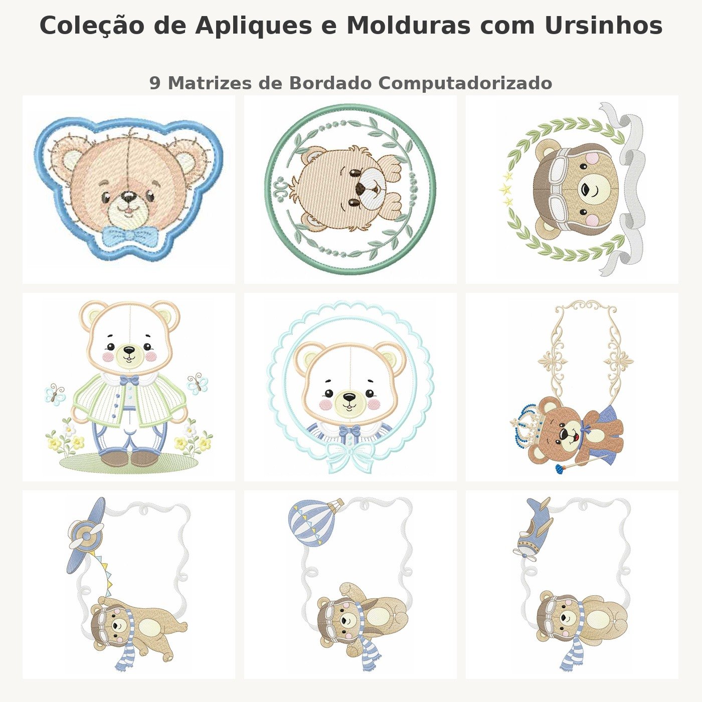 Coleção de Apliques e Molduras com Ursinhos