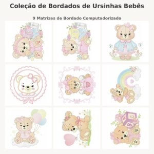 Coleção de Bordados de Ursinhas Bebês